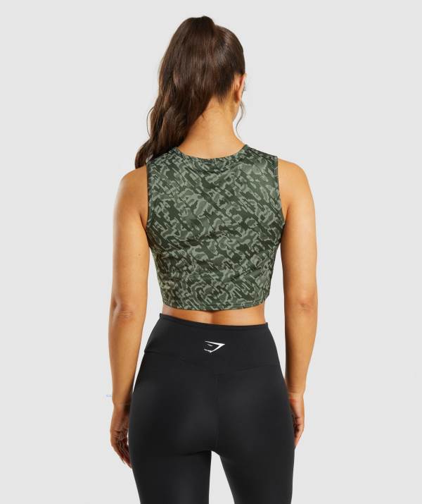 Damske Tielko Gymshark Training Crop Zelene | JS9412653